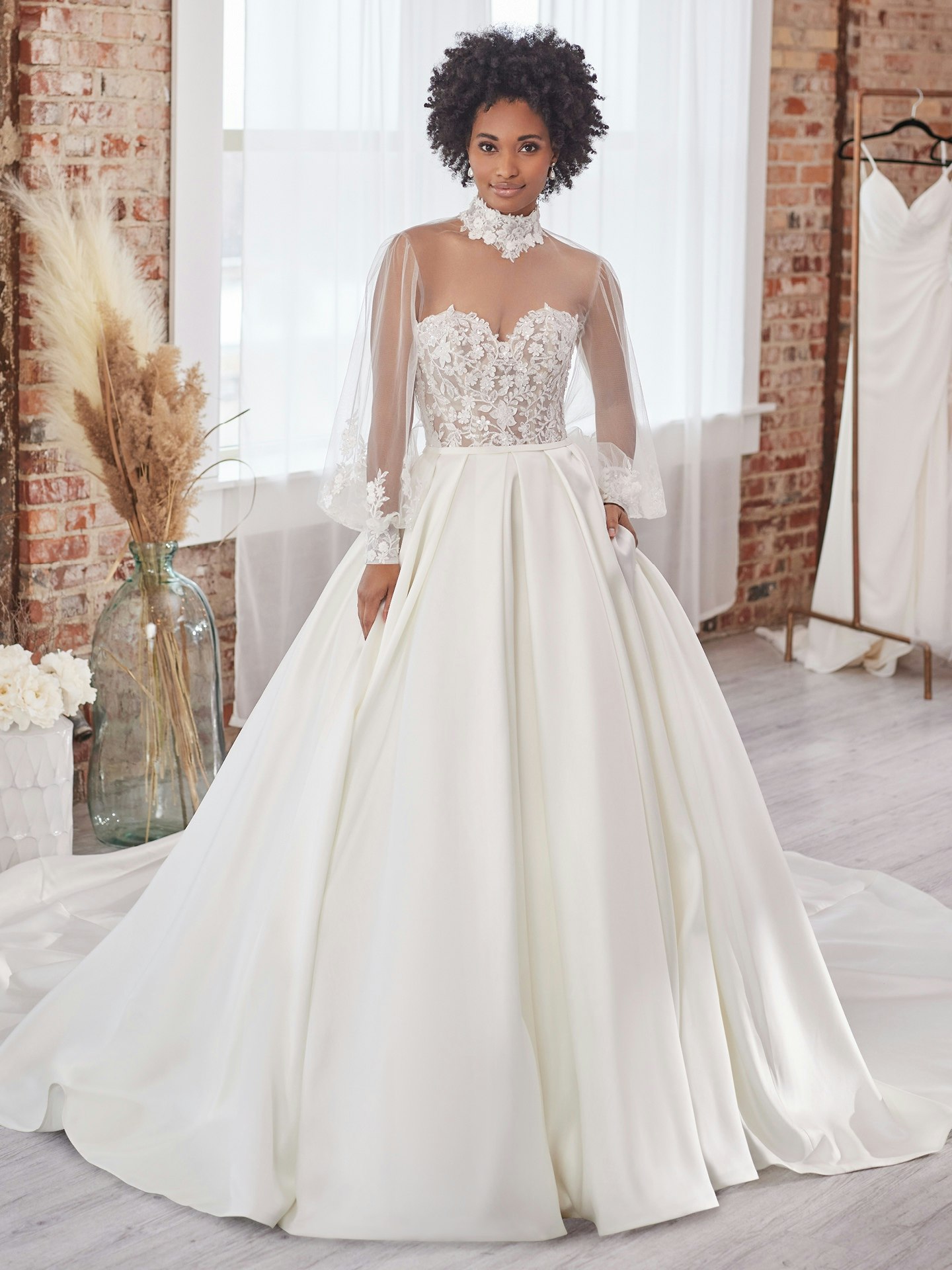 Long-Sleeve Tulle Wedding Dress Topper | David's Bridal